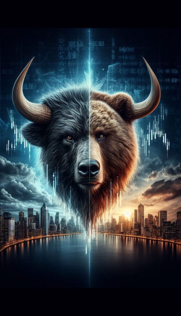 combination of Bull and Bear symbol of market